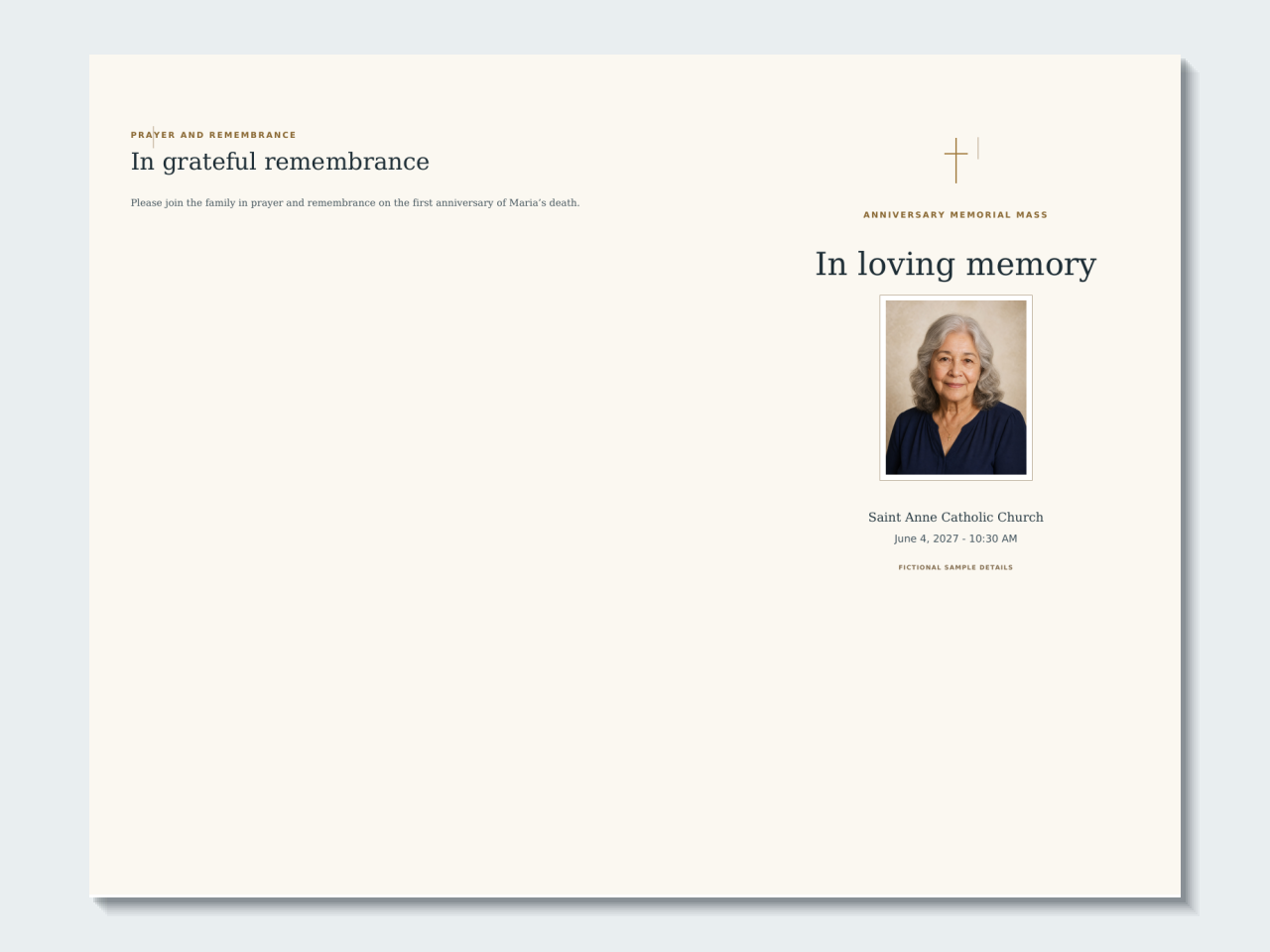 Finished Catholic anniversary Memorial Mass leaflet