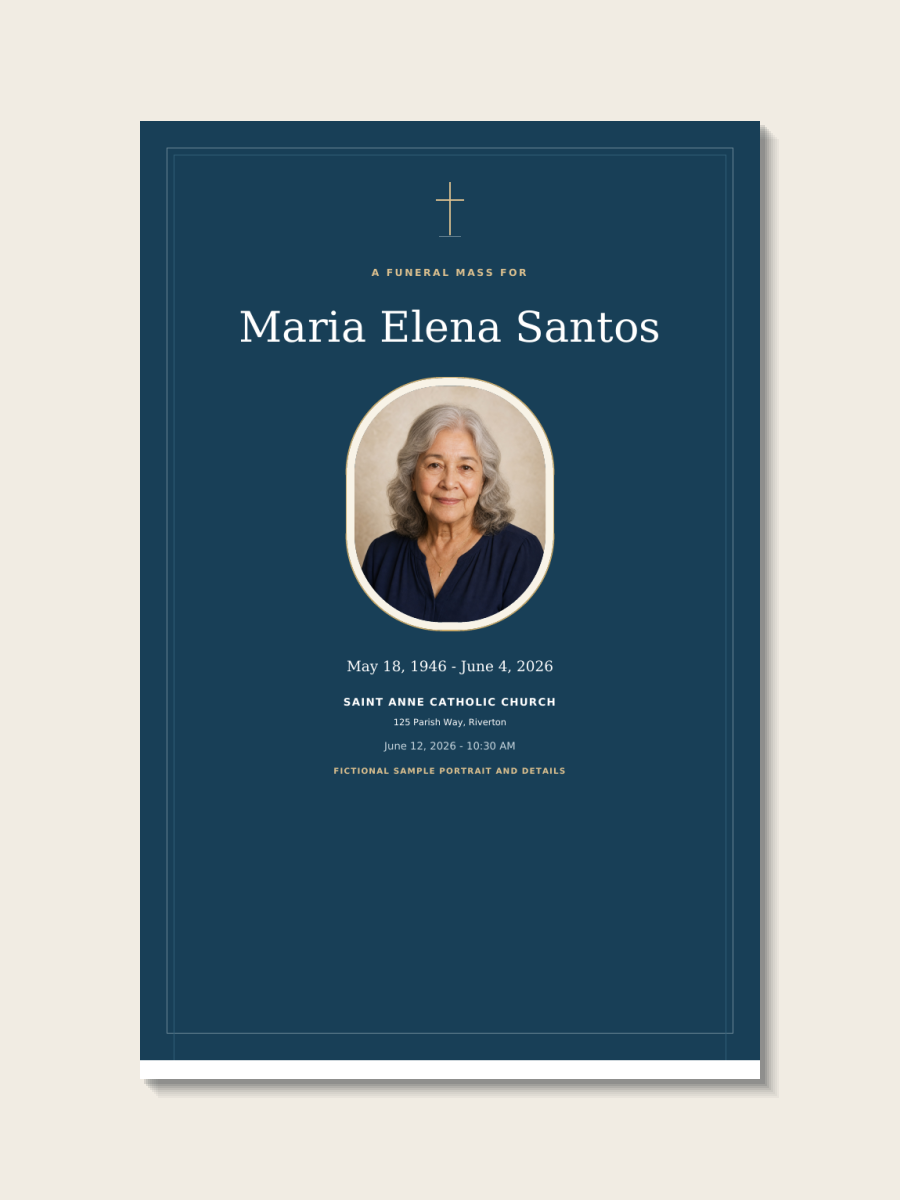 Marian Blue Catholic funeral booklet cover